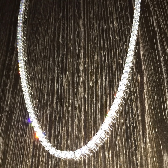 Diamond tennis necklace (4mm) 18” in silver